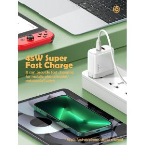 LDNIO φορτιστής τοίχου A2526C με καλώδιο, USB & USB-C, 45W PD, λευκός | Αξεσουάρ κινητών | elabstore.gr