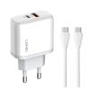 LDNIO φορτιστής τοίχου A2526C με καλώδιο, USB & USB-C, 45W PD, λευκός | Αξεσουάρ κινητών | elabstore.gr