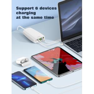 LDNIO σταθμός φόρτισης A6573C, USB-C/5x USB, 65W, PD/QC, λευκός | Αξεσουάρ κινητών | elabstore.gr