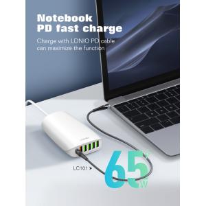 LDNIO σταθμός φόρτισης A6573C, USB-C/5x USB, 65W, PD/QC, λευκός | Αξεσουάρ κινητών | elabstore.gr