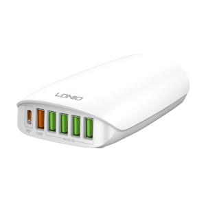 LDNIO σταθμός φόρτισης A6573C, USB-C/5x USB, 65W, PD/QC, λευκός | Αξεσουάρ κινητών | elabstore.gr