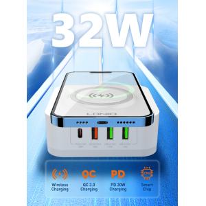 LDNIO σταθμός φόρτισης AW004, USB-C/3x USB/wireless, 32W, PD/QC, λευκός | Αξεσουάρ κινητών | elabstore.gr