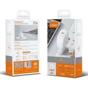 LDNIO φορτιστής τοίχου A1206C με καλώδιο USB-C, 1x USB-C, 27W PD, λευκός | eLabstore.gr