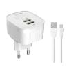 LDNIO φορτιστής τοίχου A201 με καλώδιο USB-C, 2x USB, 12W, λευκός | Αξεσουάρ κινητών | elabstore.gr
