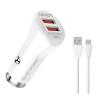 LDNIO φορτιστής αυτοκινήτου C511Q με καλώδιο, 2x USB, 36W, λευκός | Αξεσουάρ κινητών | elabstore.gr