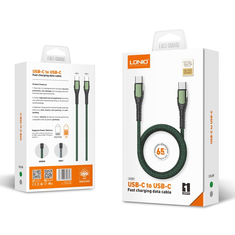 LDNIO καλώδιο USB-C σε USB-C LC101, 65W PD, 1m, γκρι | eLabstore.gr LDNIO καλώδιο USB-C σε USB-C LC101, 65W PD, 1m, γκρι - Image 6
