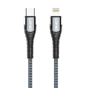 LDNIO καλώδιο Lightning σε USB-C LC112, 30W PD, 2m, γκρι | Καλώδια - Αντάπτορες | elabstore.gr