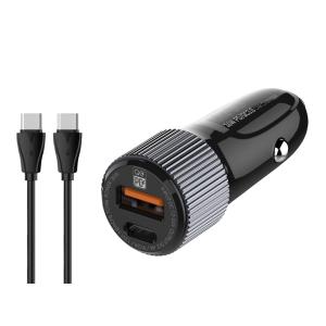 LDNIO φορτιστής αυτοκινήτου C510Q με καλώδιο, USB & USB-C, 38W, μαύρος | Αξεσουάρ κινητών | elabstore.gr