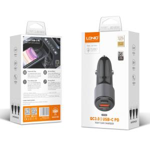 LDNIO φορτιστής αυτοκινήτου C510Q με καλώδιο, USB & USB-C, 38W, μαύρος | Αξεσουάρ κινητών | elabstore.gr