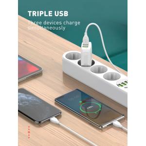 LDNIO φορτιστής τοίχου A3312 με καλώδιο USB-C, 3x USB, 17W, λευκός | Αξεσουάρ κινητών | elabstore.gr