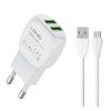 LDNIO φορτιστής τοίχου A2218 με καλώδιο USB-C, 2x USB, 12W, λευκός | Αξεσουάρ κινητών | elabstore.gr