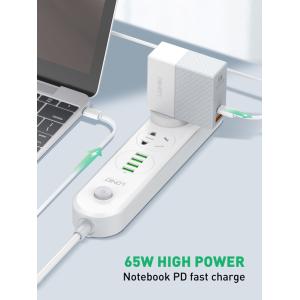 LDNIO φορτιστής τοίχου A2620C με καλώδιο, USB & USB-C, 65W PD, λευκός | Αξεσουάρ κινητών | elabstore.gr