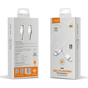 LDNIO καλώδιο Lightning σε USB-C LC121I, 30W PD, 1m, λευκό | Καλώδια - Αντάπτορες | elabstore.gr
