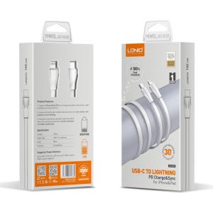 LDNIO καλώδιο Lightning σε USB-C LC131I, 30W PD, 1m, λευκό | Καλώδια - Αντάπτορες | elabstore.gr