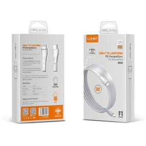 LDNIO καλώδιο Lightning σε USB-C LC132I, 30W PD, 2m, λευκό | Καλώδια - Αντάπτορες | elabstore.gr