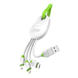LDNIO καλώδιο USB σε USB-C/Lightning/Micro USB LC95, 5.8A, λευκό | Καλώδια - Αντάπτορες | elabstore.gr