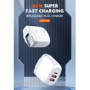 LDNIO φορτιστής τοίχου A3511Q με καλώδιο, USB-C/2x USB, 65W, GaN, λευκός | Αξεσουάρ κινητών | elabstore.gr