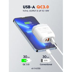 LDNIO φορτιστής τοίχου A3511Q με καλώδιο, USB-C/2x USB, 65W, GaN, λευκός | Αξεσουάρ κινητών | elabstore.gr