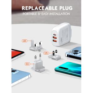 LDNIO φορτιστής τοίχου A3511Q με καλώδιο, USB-C/2x USB, 65W, GaN, λευκός | eLabstore.gr