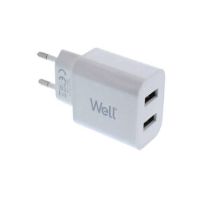 Universal 2xUSB FastTravel Wall Charger 5VDC/2A Λευκό Well PSUP-USB-W22003WE-WL | Περιφερειακά | elabstore.gr