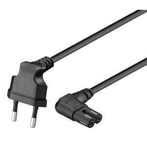 GOOBAY καλώδιο τροφοδοσίας Euro 97350, γωνιακό, 2x0.75 mm², 2m, μαύρο | Καλώδια - Αντάπτορες | elabstore.gr