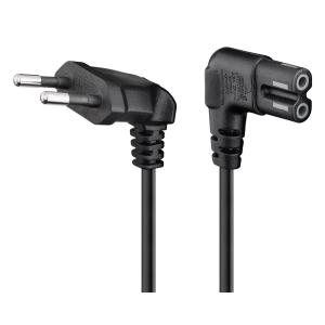 GOOBAY καλώδιο τροφοδοσίας Euro 97350, γωνιακό, 2x0.75 mm², 2m, μαύρο | Καλώδια - Αντάπτορες | elabstore.gr