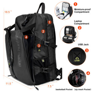 ARCTIC HUNTER τσάντα πλάτης B00391 με θήκη μπάλας & laptop, 26L, μαύρη | Προσωπική Φροντίδα | elabstore.gr