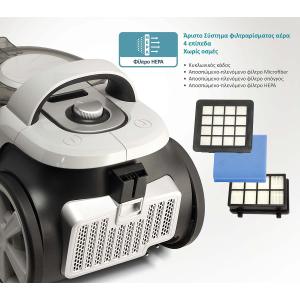 BRUNO ηλεκτρική σκούπα BRN-0137, 800W, 3lt, κυκλωνική, λευκή | eLabstore.gr