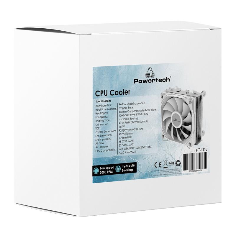 POWERTECH ψύκτρα για CPU PT-1116, 3000rpm, 48CFM, 25.5dBA, 155W | eLabstore.gr POWERTECH ψύκτρα για CPU PT-1116, 3000rpm, 48CFM, 25.5dBA, 155W | PC & Αναβάθμιση | elabstore.gr