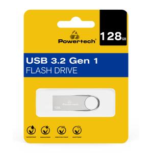 POWERTECH USB Flash Drive PT-1123, 128GB, USB 3.2, ασημί | Συνοδευτικά PC | elabstore.gr