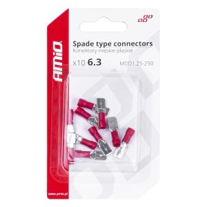 AMIO ακροδέκτες καλωδίων 03066 με μόνωση, 6.3mm, 0.5-1.5mm², 10τμχ | Εργαλεία | elabstore.gr