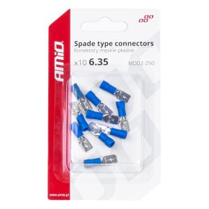 AMIO ακροδέκτες καλωδίων 03070 με μόνωση, 6.35mm, 1.5-2.5mm², 10τμχ | Εργαλεία | elabstore.gr