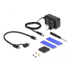 DELOCK θήκη για M.2 & 2.5" SATA SSD/HDD 42020, USB-C, λειτουργία κλώνου | Συνοδευτικά PC | elabstore.gr