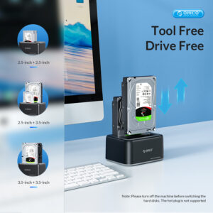 ORICO docking station 6829C3, 2x 2.5/3.5" HDD/SSD, 10Gbps, μαύρο | eLabstore.gr