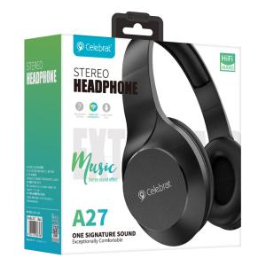 CELEBRAT headphones A27, wireless & wired, Bluetooth 5.3, Φ40mm, μαύρα | Αξεσουάρ κινητών | elabstore.gr