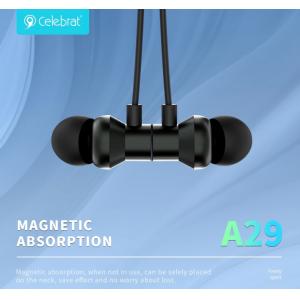 CELEBRAT earphones A29 με μαγνήτη, Bluetooth 5.3, Φ10mm, μαύρα | Αξεσουάρ κινητών | elabstore.gr