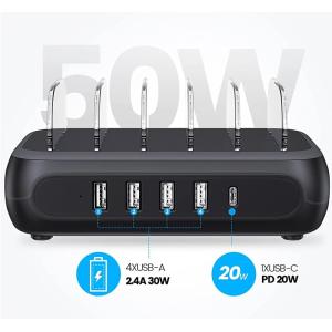 ORICO USB σταθμός φόρτισης APD-4U1C, 5x USB, 50W, μαύρος | Αξεσουάρ κινητών | elabstore.gr