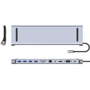 POWERTECH docking station BYL-2003, 11 θυρών, βάση laptop, γκρι | Συνοδευτικά PC | elabstore.gr