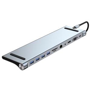 POWERTECH docking station BYL-2003, 11 θυρών, βάση laptop, γκρι | Συνοδευτικά PC | elabstore.gr