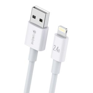 CELEBRAT καλώδιο Lightning σε USB CB-24L, 2.4A, 1.2m, λευκό | Καλώδια - Αντάπτορες | elabstore.gr