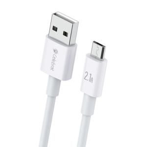 CELEBRAT καλώδιο Micro USB σε USB CB-24M, 2.1A, 1.2m, λευκό | Καλώδια - Αντάπτορες | elabstore.gr