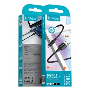 CELEBRAT καλώδιο Lightning σε USB CB-32, 2.4A, 1m, μαύρο | Καλώδια - Αντάπτορες | elabstore.gr