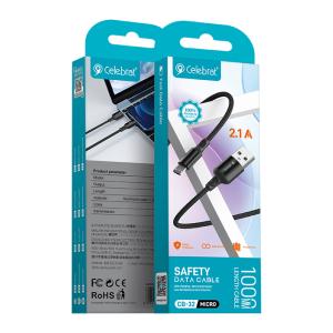 CELEBRAT καλώδιο Micro USB σε USB CB-32, 2.1A, 1m, μαύρο | Καλώδια - Αντάπτορες | elabstore.gr