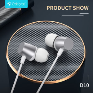 CELEBRAT earphones με μικρόφωνο D10, 3.5mm, 1.2m, λευκά | Αξεσουάρ κινητών | elabstore.gr