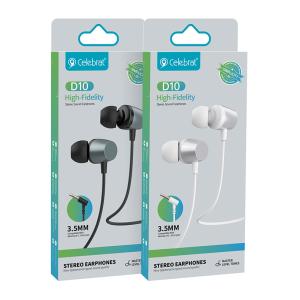 CELEBRAT earphones με μικρόφωνο D10, 3.5mm, 1.2m, λευκά | Αξεσουάρ κινητών | elabstore.gr