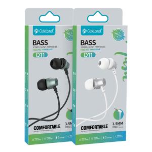 CELEBRAT earphones με μικρόφωνο D11, 3.5mm, 1.2m, μαύρα | Αξεσουάρ κινητών | elabstore.gr
