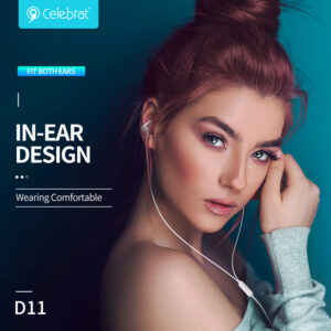 CELEBRAT earphones με μικρόφωνο D11, 3.5mm, 1.2m, λευκά | Αξεσουάρ κινητών | elabstore.gr