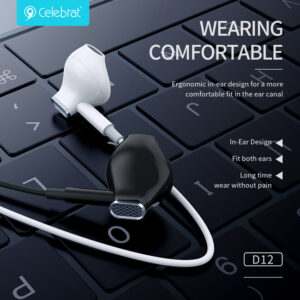 CELEBRAT earphones με μικρόφωνο D12, USB-C, 1.2m, λευκά | Αξεσουάρ κινητών | elabstore.gr