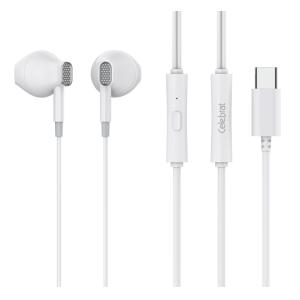 CELEBRAT earphones με μικρόφωνο D12, USB-C, 1.2m, λευκά | Αξεσουάρ κινητών | elabstore.gr