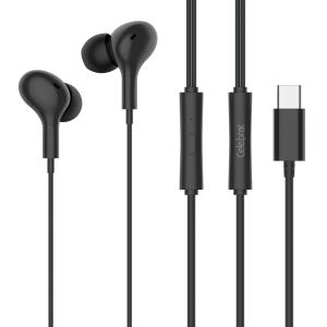CELEBRAT earphones με μικρόφωνο D13, USB-C, 1.2m, μαύρα | Αξεσουάρ κινητών | elabstore.gr